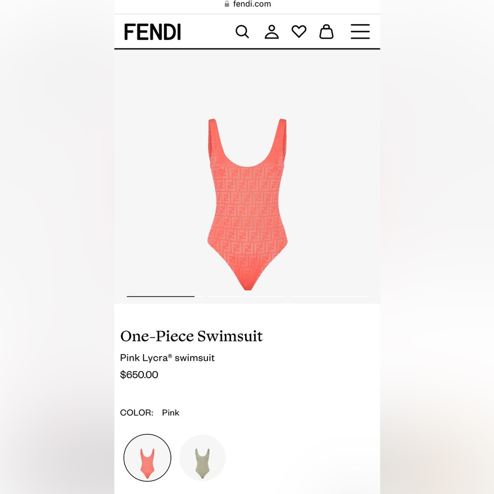 Fendi Pink Logo One Piece Swimsuit/Bodysuit